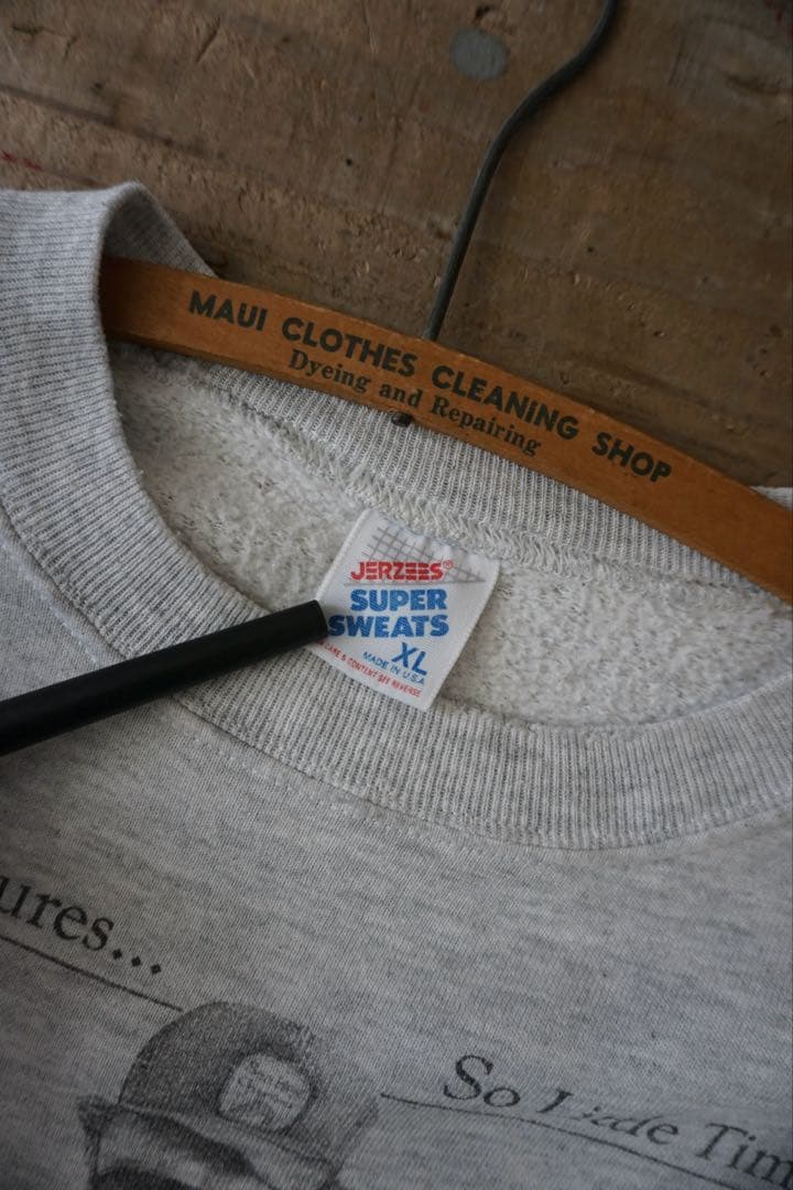 90s【ペギー・マレー】USA ヴィンテージ スウェット XL 釣り プリント