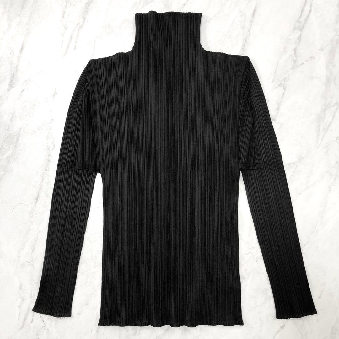 ✨極美品✨プリーツプリーズ 長袖カットソー ハイネック XLサイズ ブラック
