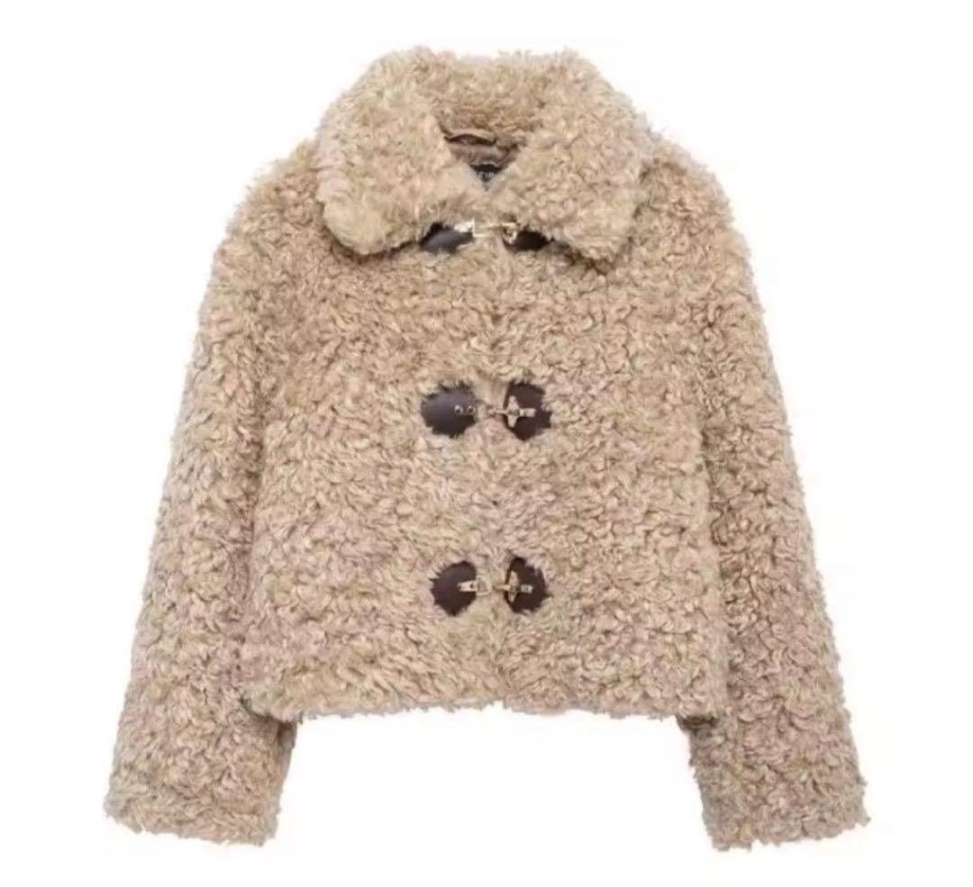 ベージュ ファー風ジャケット ZARA