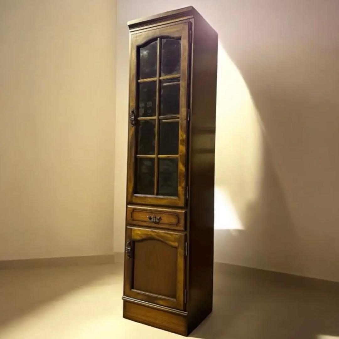 HR636 【美品】希少デザインkarimoku コロニアルスリムカップボード