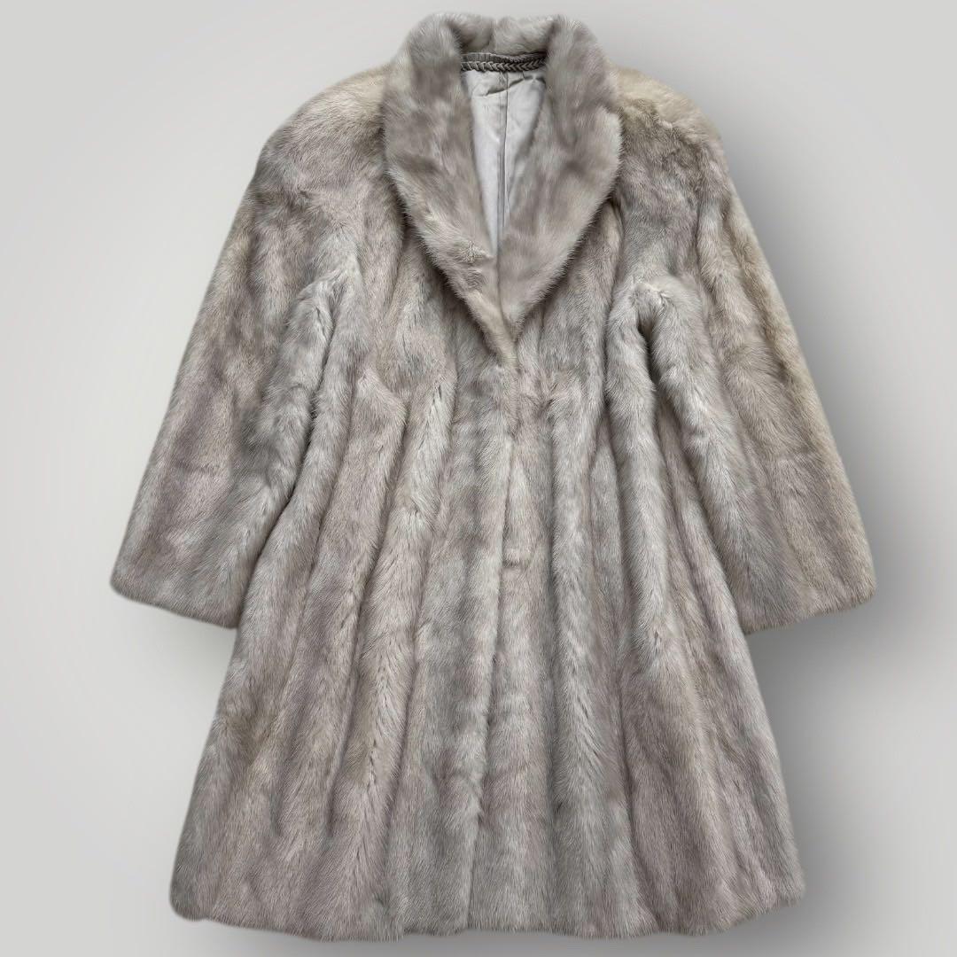 総丈100●サファイアミンク ロングコート リアルファー 本毛皮 XL