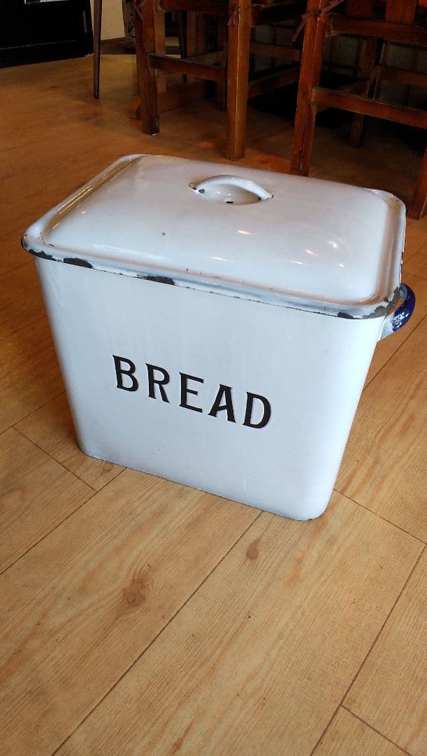 ブレッド缶パン缶 #ホーローホワイトブレッドボックス #アンティーク