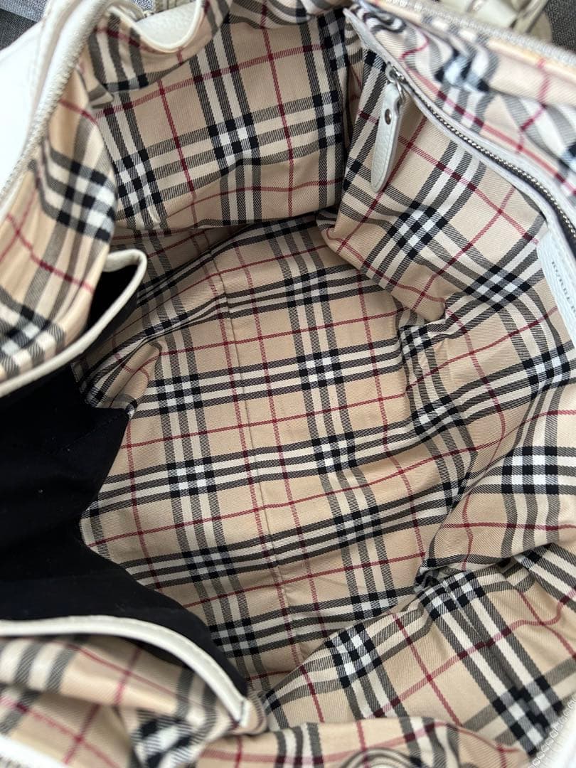 超美品BURBERRYバーバリーボストンバッグ レザーノバチェックハンドバッグ