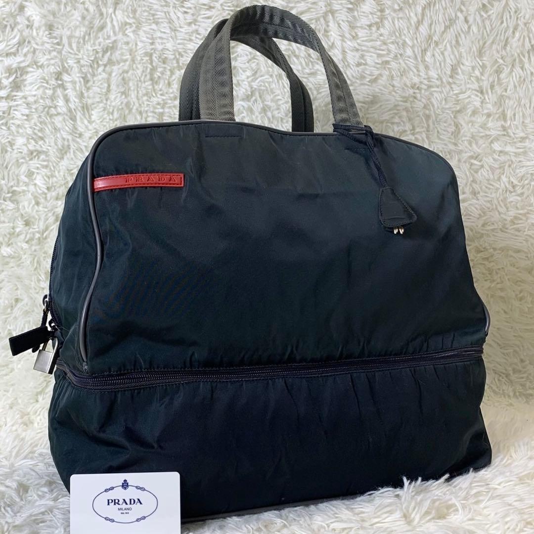 PRADA SPORTS ボストンバッグ ナイロン 南京錠カデナ Gカード付き