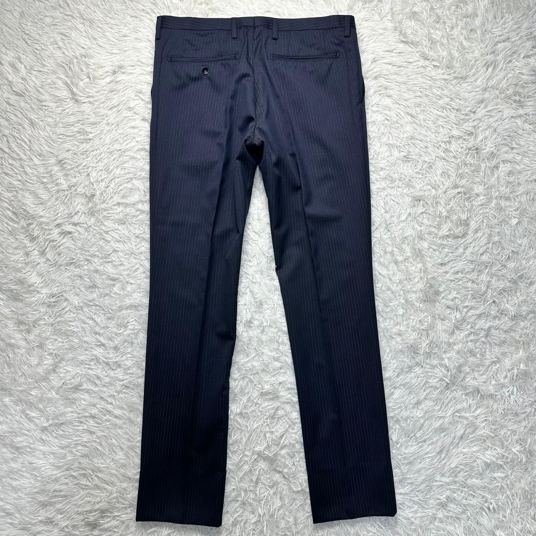 未使用級 スーツセレクト セットアップ ウール混 ネイビー 共布ボタン有 A6