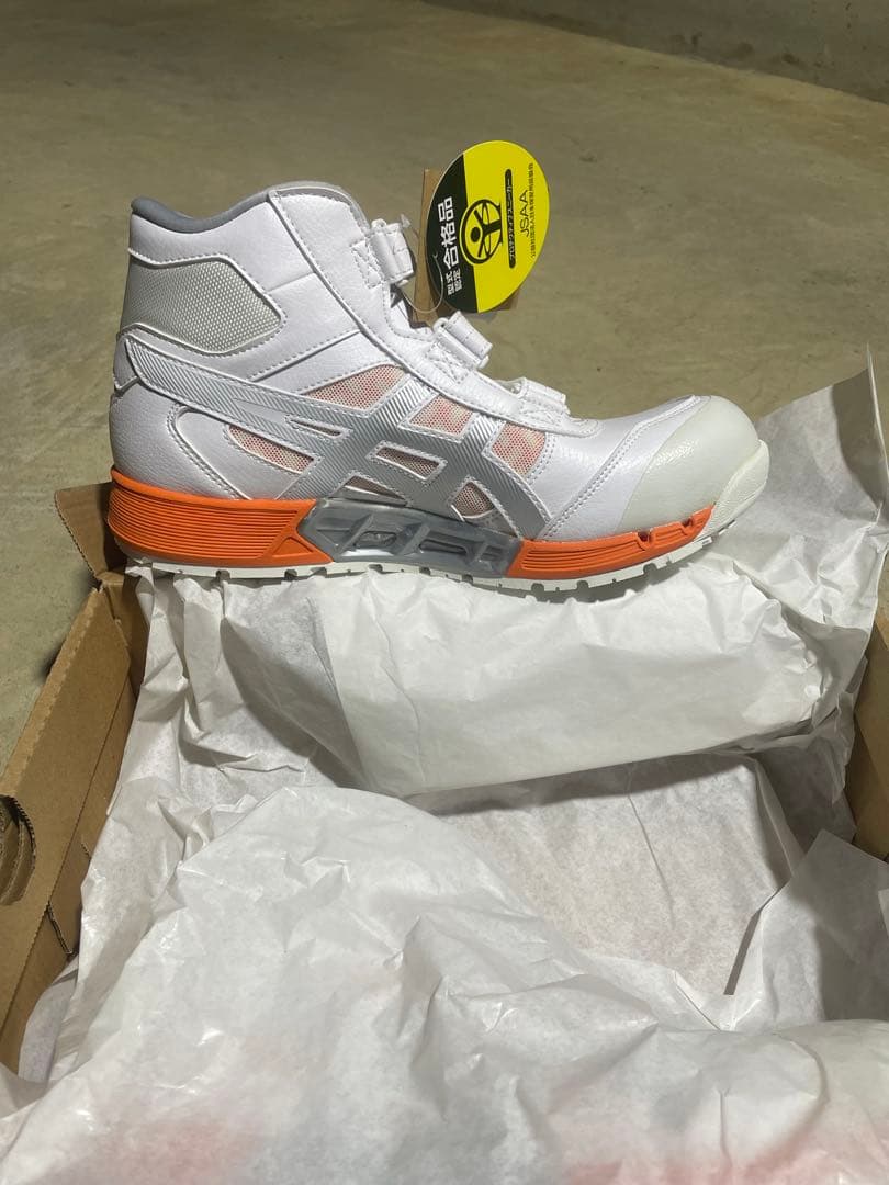 ASICS ハイカット安全靴 ホワイト/オレンジ