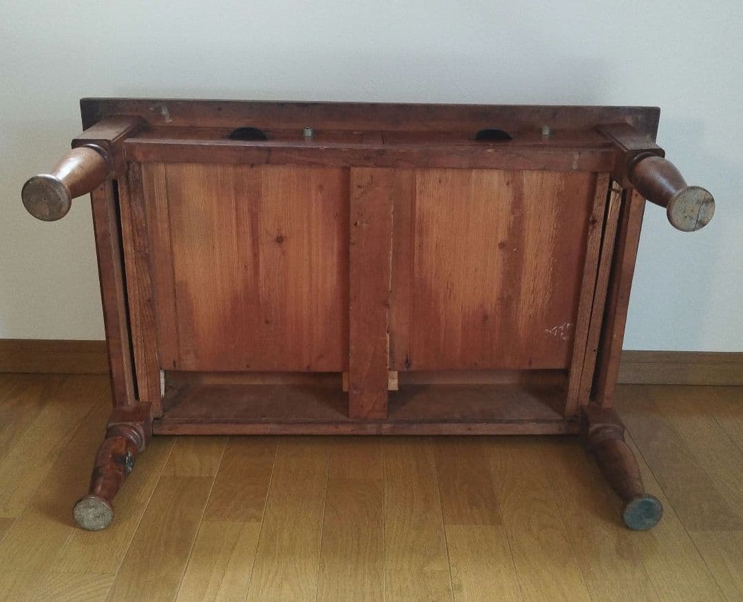 ミニ机 机 文机 デスク 引出し付き 昭和レトロ 文台　和風 木製 ろくろ脚