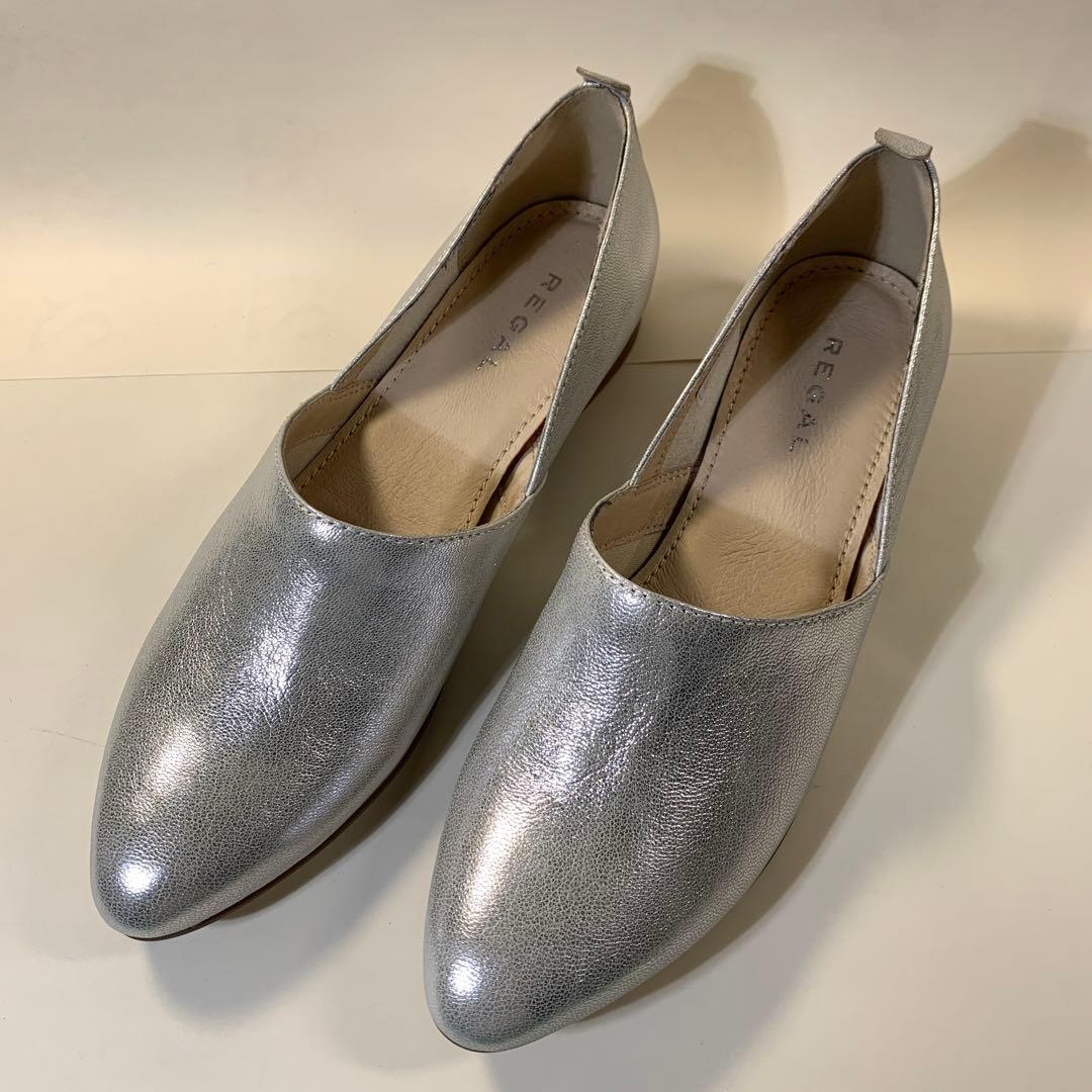 REGAL シルバー フラットシューズ 24.5cm