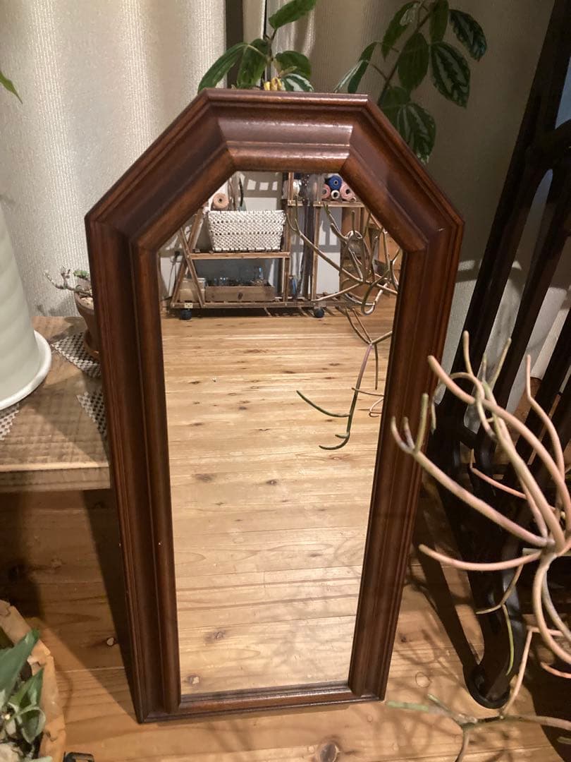 昭和レトロ　木枠姿見　鏡　壁掛け