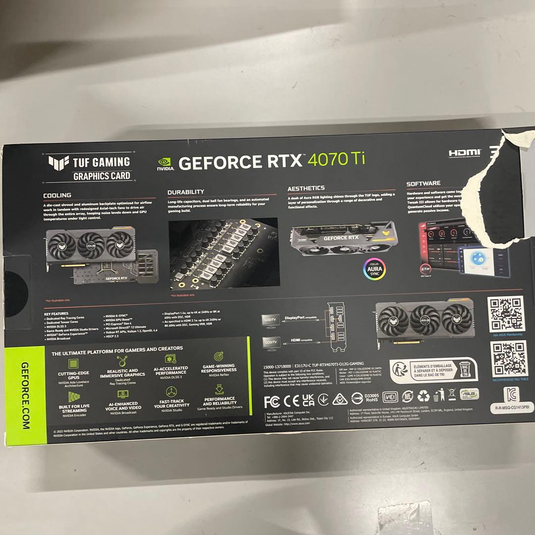 グラフィックボード・グラボ・ビデオカード ASUS TUF Gaming GeForce RTX 4070 Ti