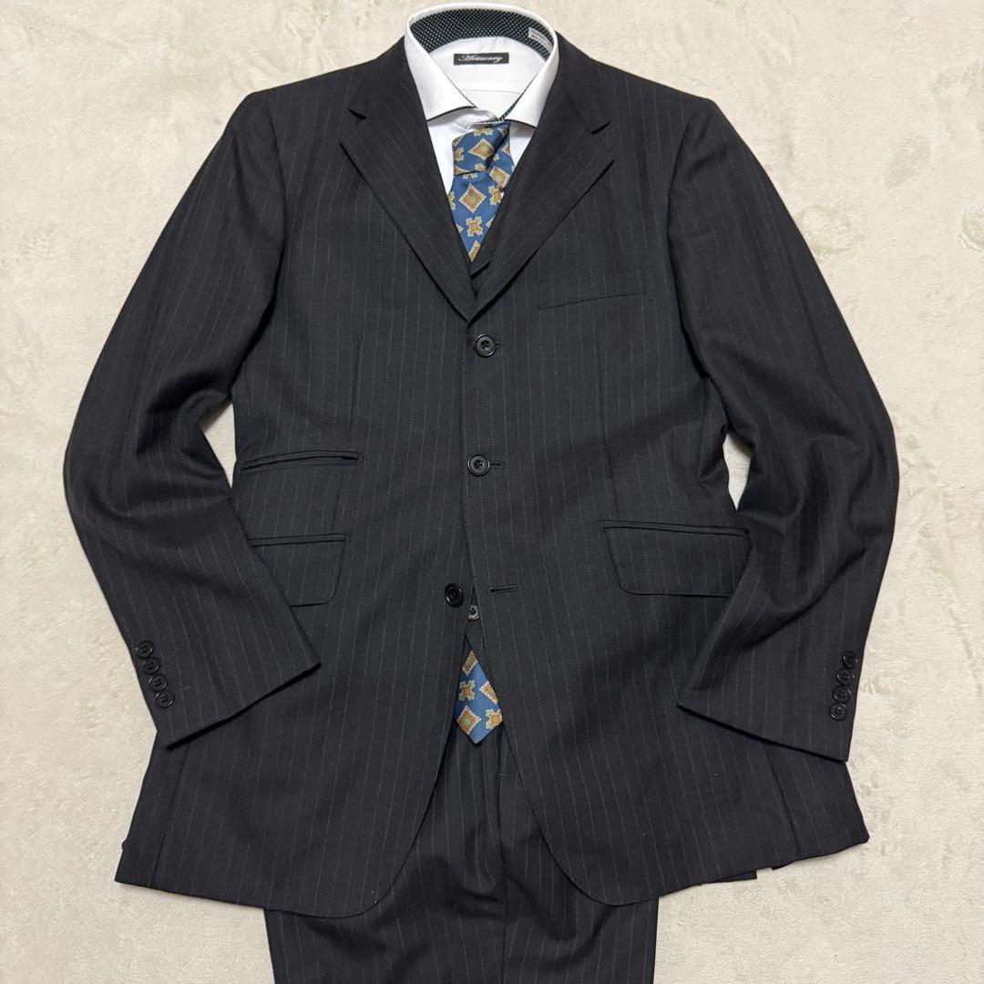 美品　バーバリーブラックレーベル　3ピース L ダークグレー　セットアップスーツ