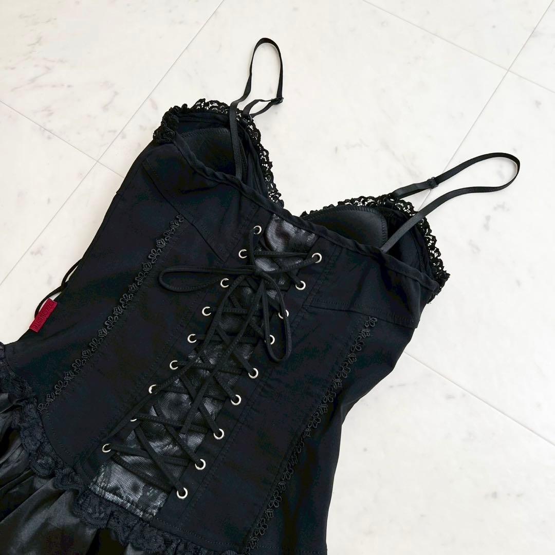 OZZ ONESTE レースアップ コルセットワンピース 薔薇刺繍 フリル