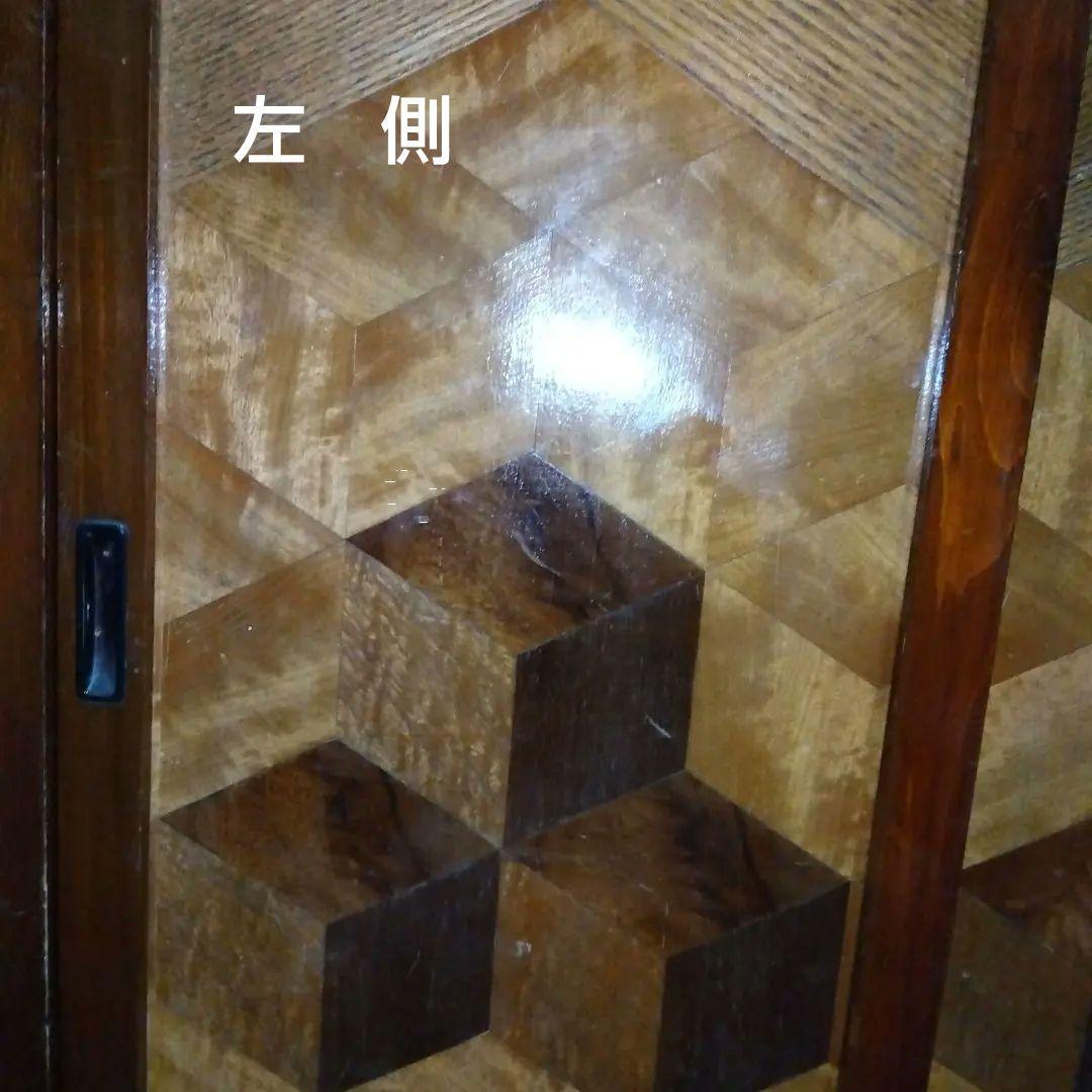 【昭和レトロ】最終値下げ♦ 木製下駄箱 （右端は傘立）✰寄木細工？