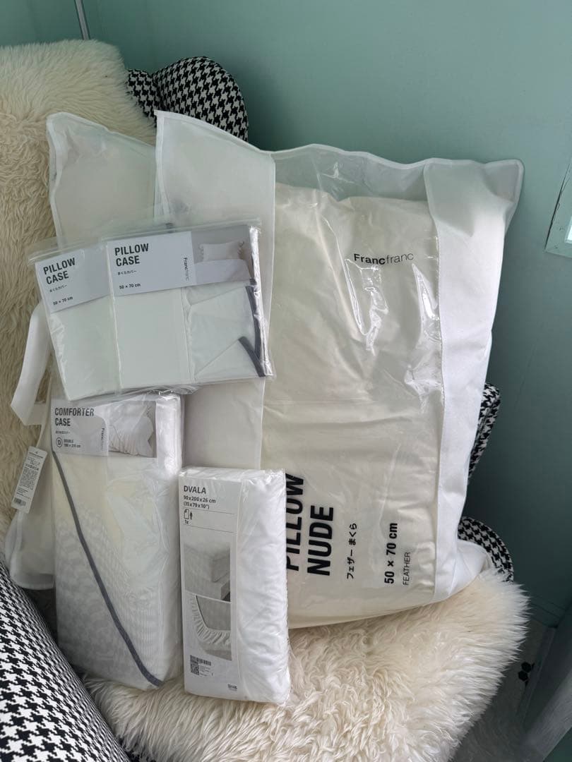 フランフランまくら本体　カバー　ダブル布団カバー　シーツ等 6点　未使用　イケア