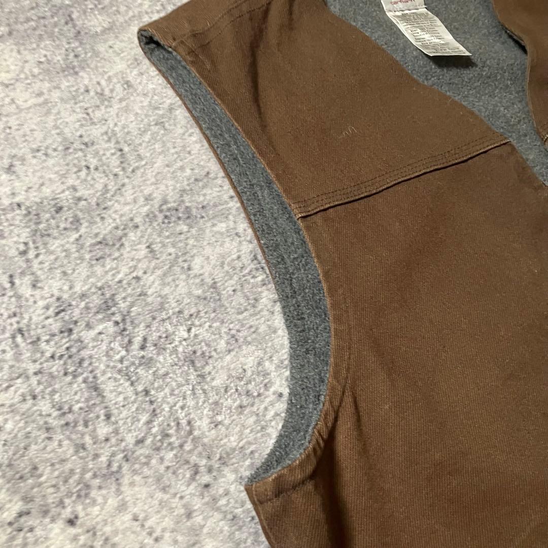 00sCarharttカーハートダックベスト裏地ボアブラウンワークメキシコ製XL