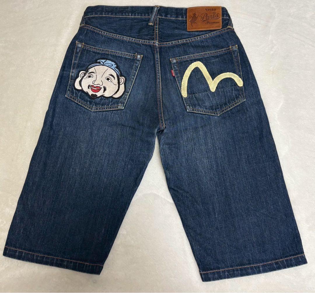 EVISU エヴィス カモメペイント 大黒刺繍 デニム ハーフパンツ ジョーツ