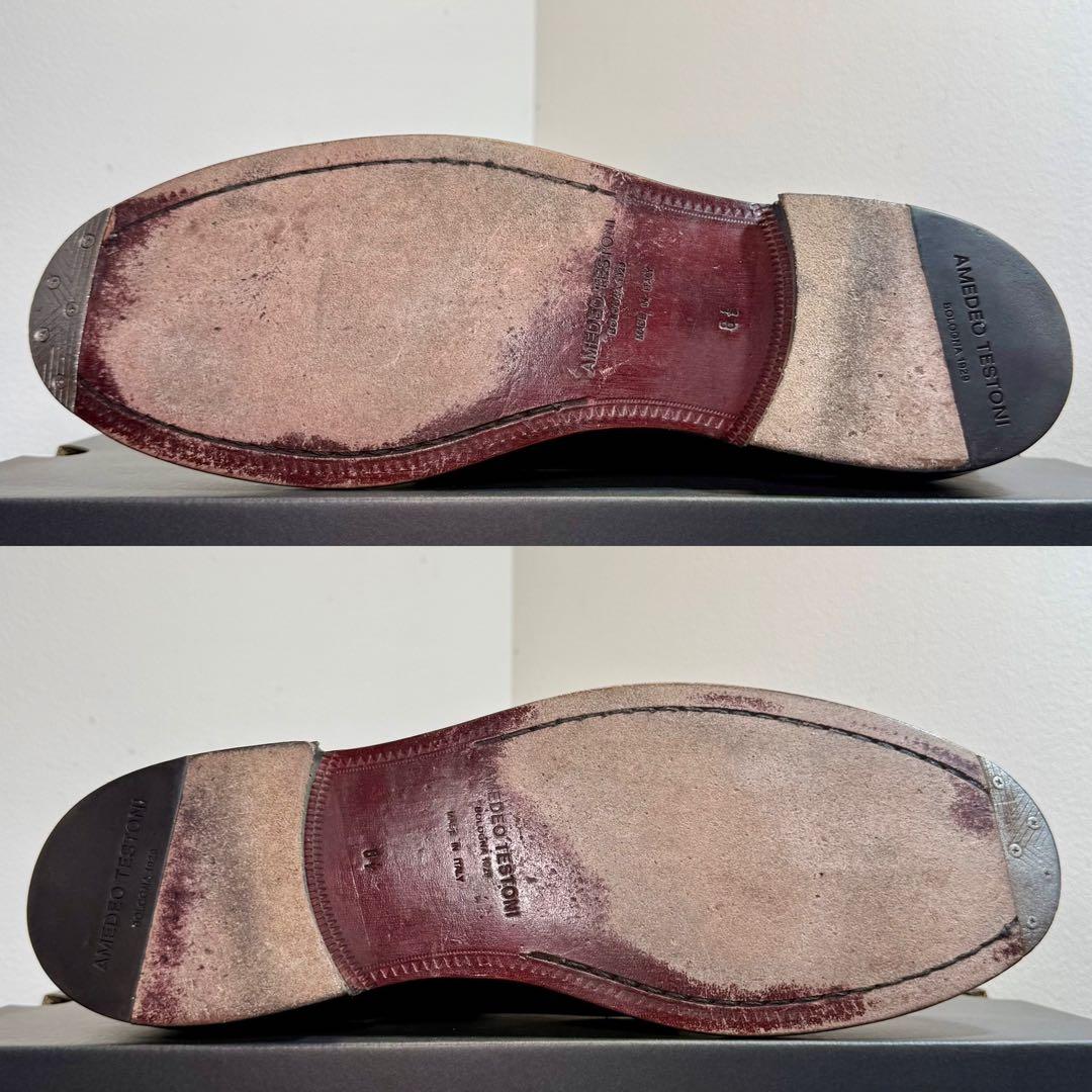 【美品】AMEDEO TESTONI イタリア製 グレインレザー クリーニング済