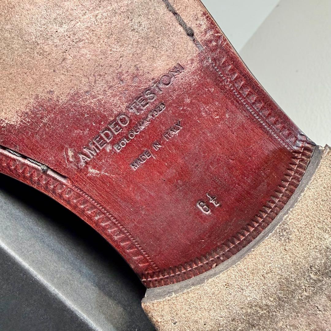 【美品】AMEDEO TESTONI イタリア製 グレインレザー クリーニング済