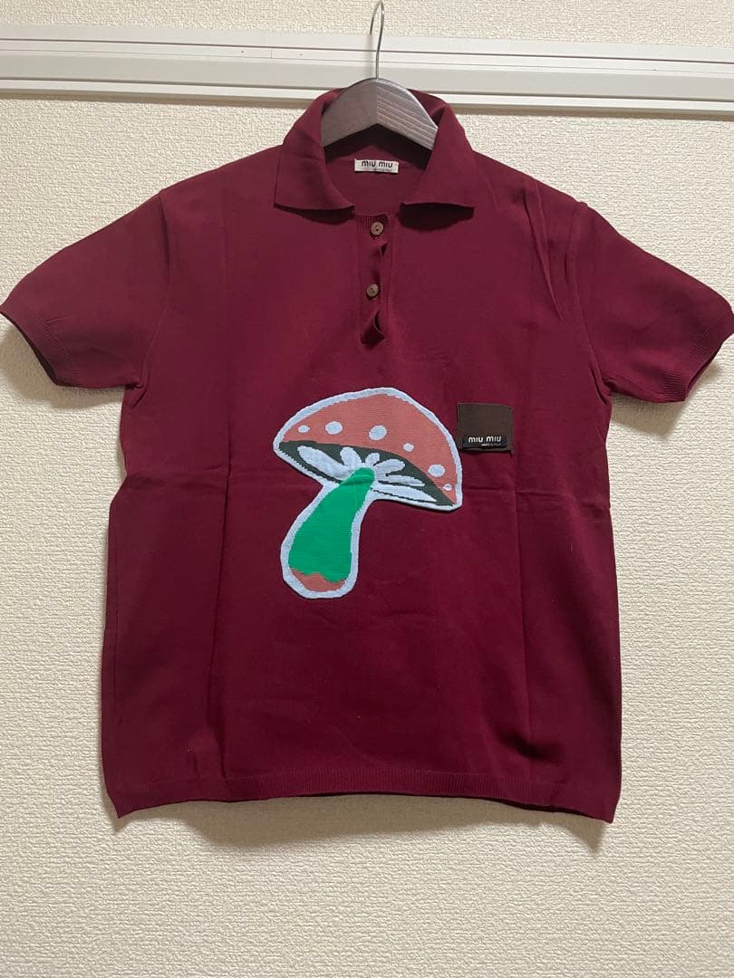 MIU MIU キノコ刺繍 ポロシャツ トップス半袖