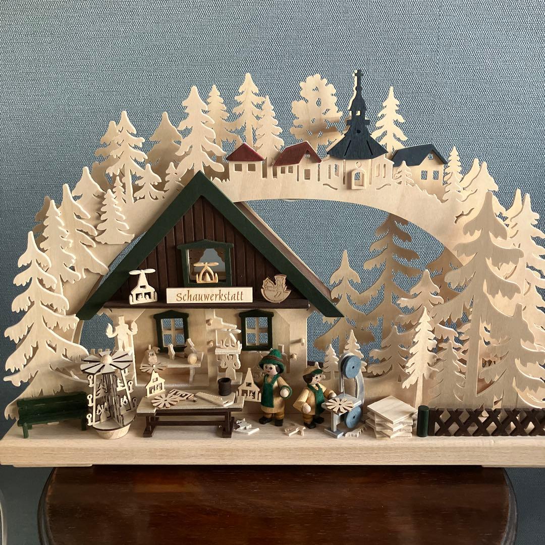 ドイツ　エルツ地方　木のクリスマス飾り　キャンドルアーチ　シュヴィップボーゲン