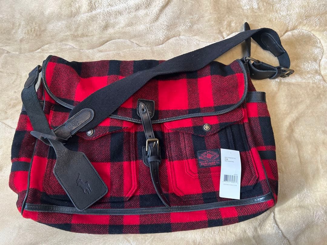 美品　RALPH LAUREN RLPC ウールショルダーバッグ 赤黒チェック