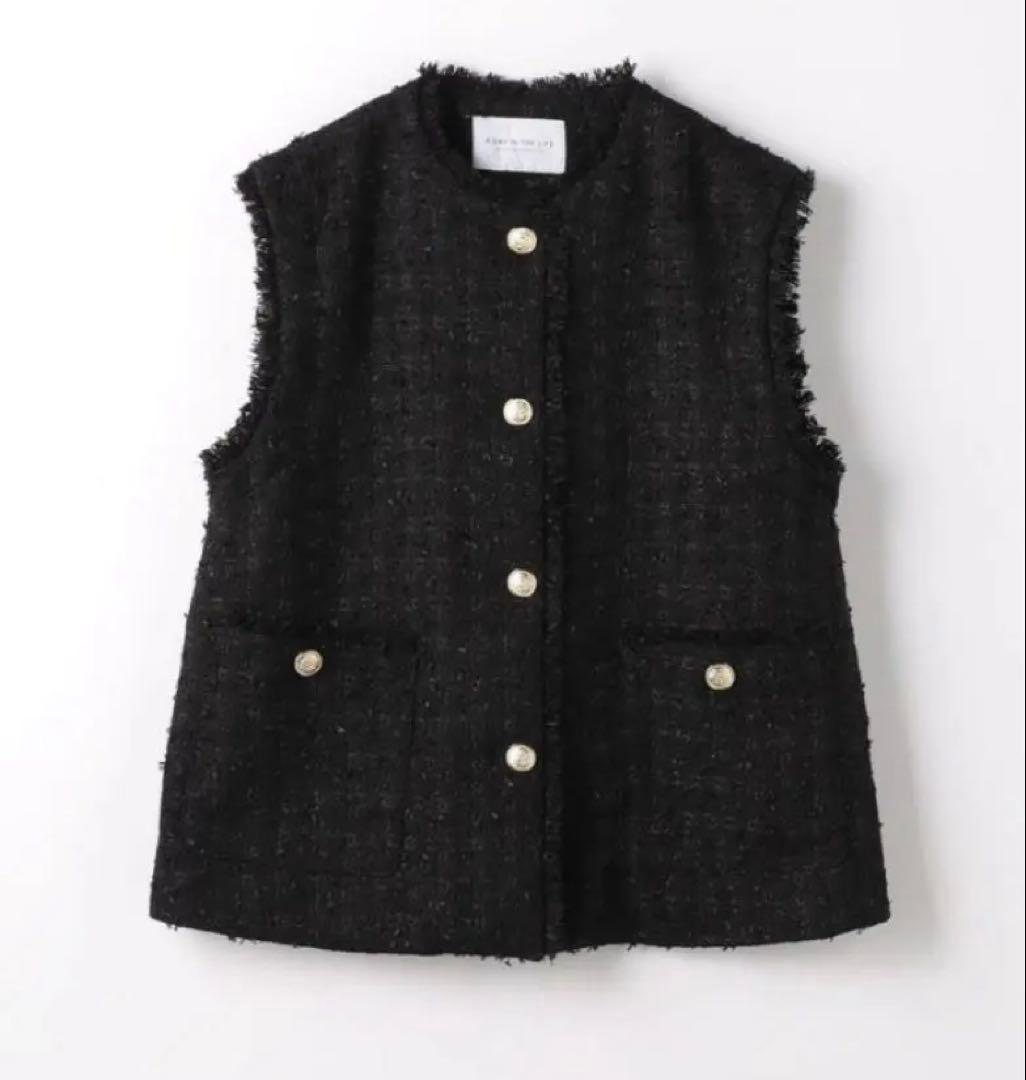 【お値下げ】UNITEDARROWS ツイードジレ　金ボタン ブラック