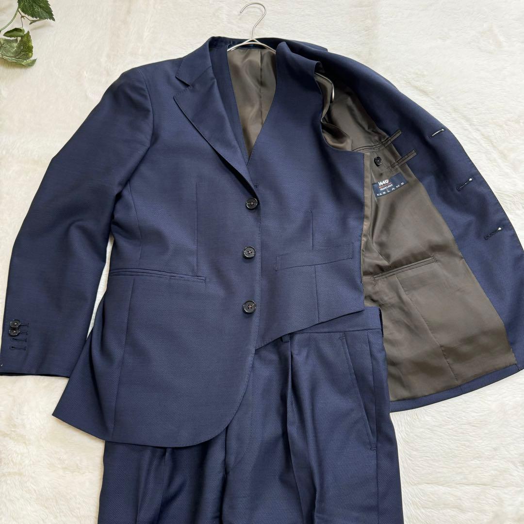 新品同様品　テーラーフクオカ　セットアップスーツ3ピーススーツ　メンズM ブルー