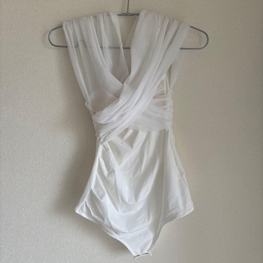 FETICO フェティコ シアーVネック ボディスーツ ホワイト