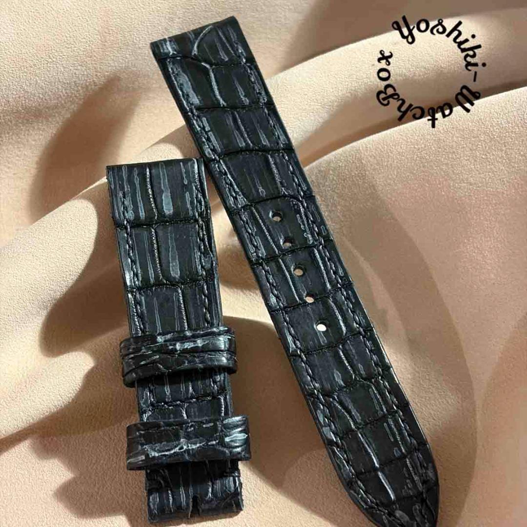 exh-52 ブライドルブラック クロコダイル 腕時計ベルト ラグ幅20mm