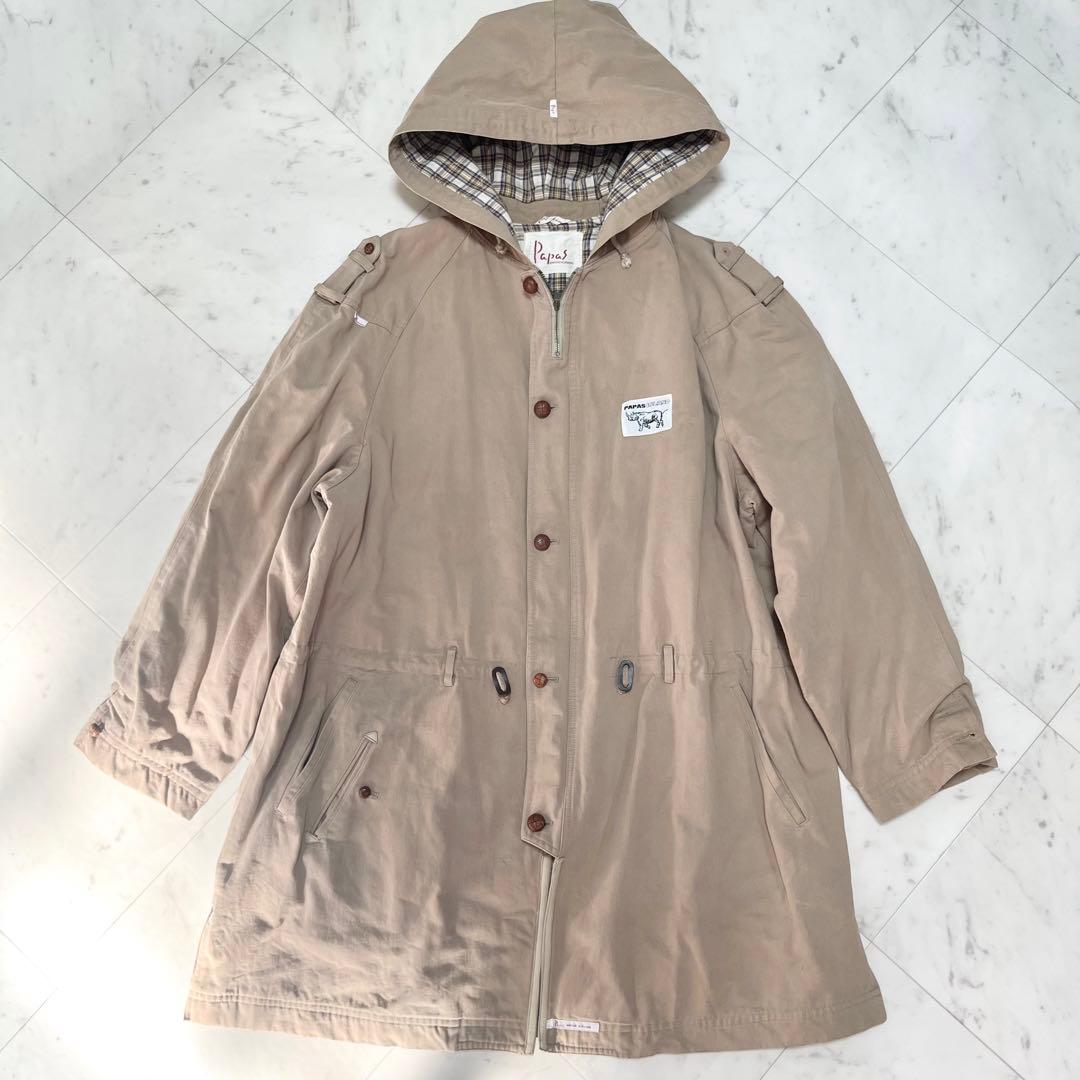 papas パパス モッズコート ミリタリージャケット ベージュブラウン M