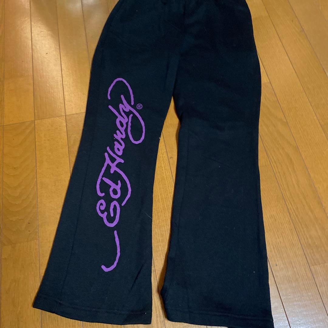 ED HARDY スカル ハート パーカー 黒　スウェット　上下セットアップ