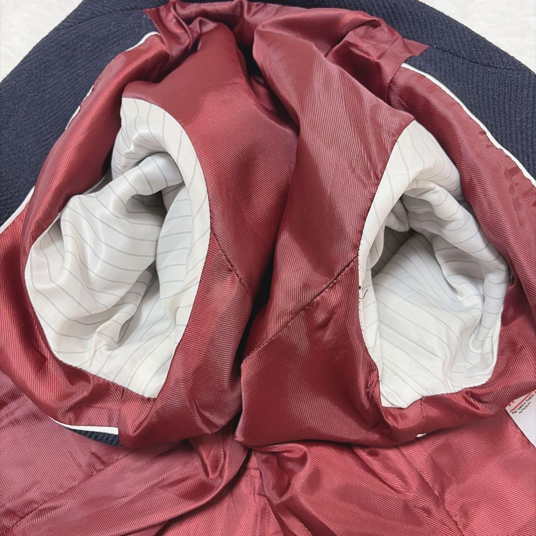 【美品】ハリスツイード ネイビー テーラードジャケット M 総裏地 827