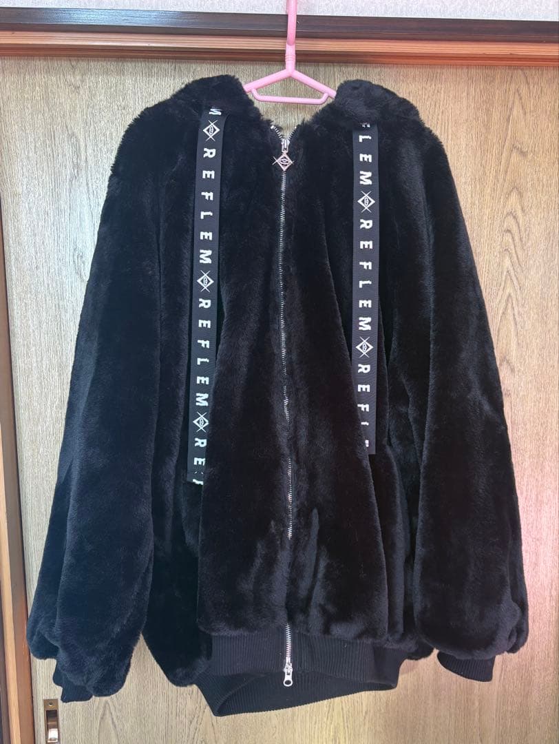 REFLEM/レフレムうさ耳BIGファーパーカーファーブルゾンフーディーブラック