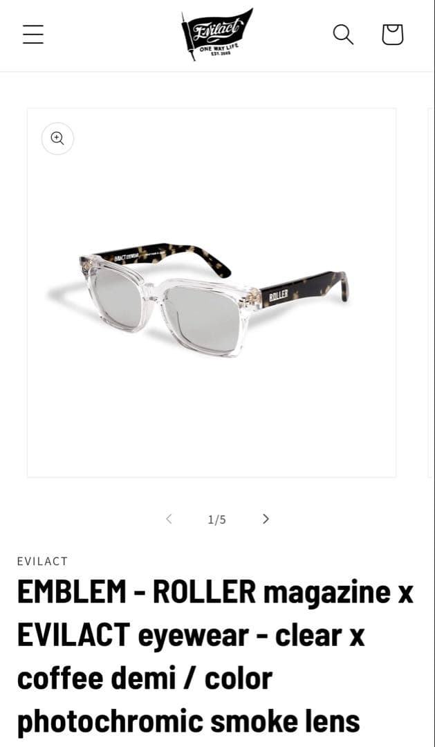 EVILACT EMBLEM サングラス クリア x コーヒーデミ