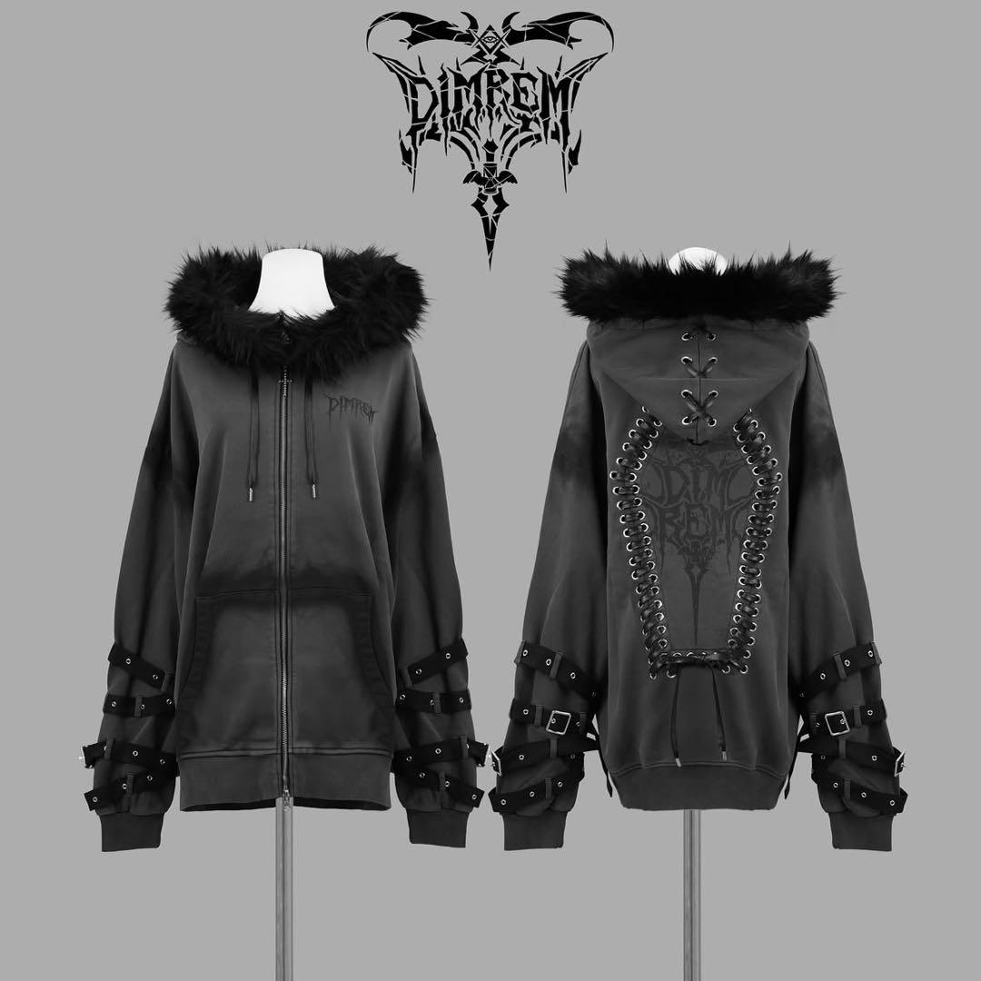 ♡ DimMoire×REFLEM 超ハトメファーフードパーカー Gray