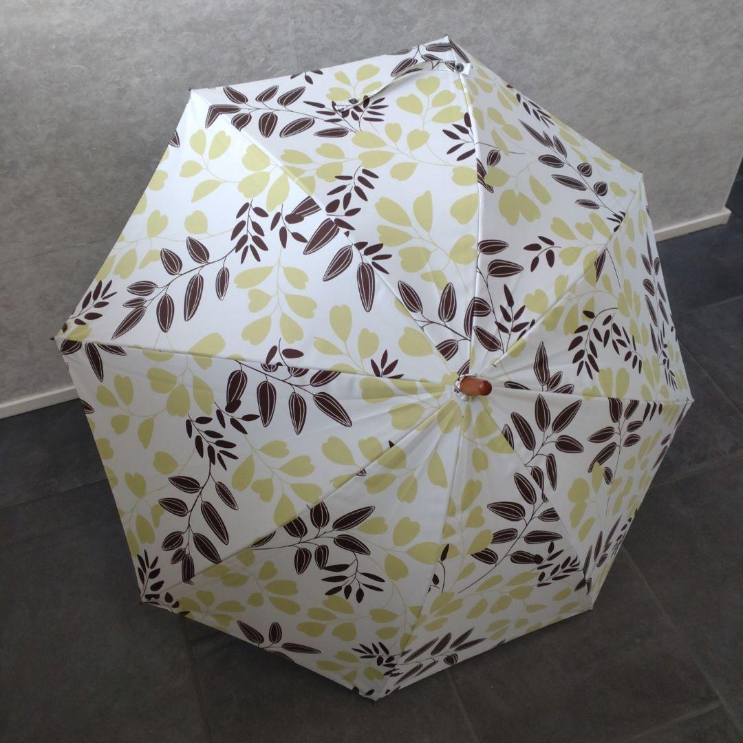 サンバリア100 Sサイズ 長傘 日傘 リーフ柄グリーン 廃番 日本製