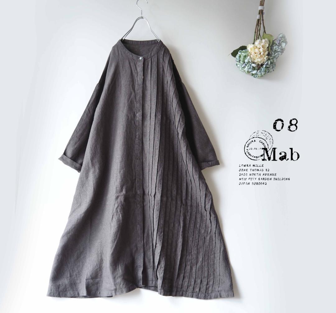 jerry.チャコール*片側プリーツシャツワンピース　麻 469