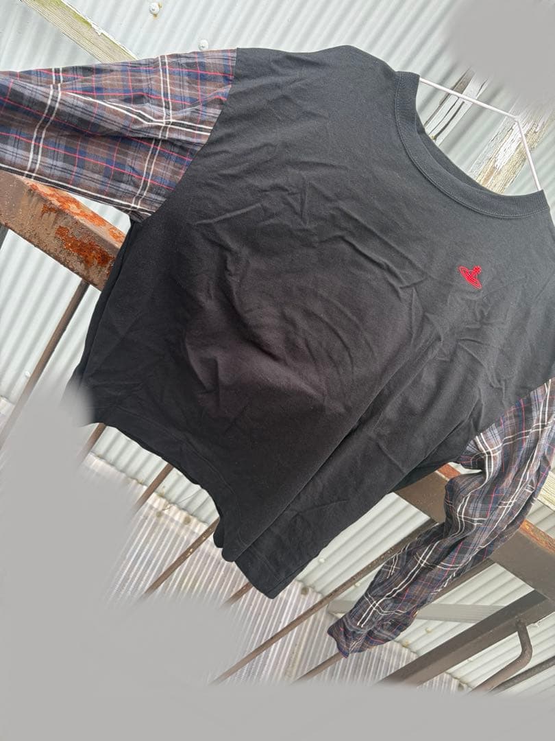 タータンチェックブロッキングポイントスリーブトップ