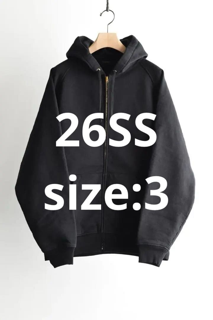 COMOLI 26SS コットン裏毛 ジップパーカ