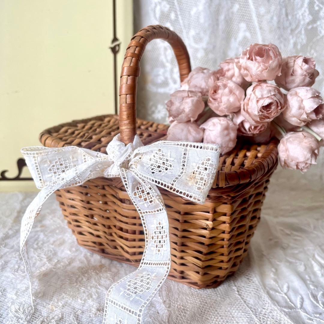 mois★2点おまとめ スクエアドールパニエ　フランスアンティーク&布花