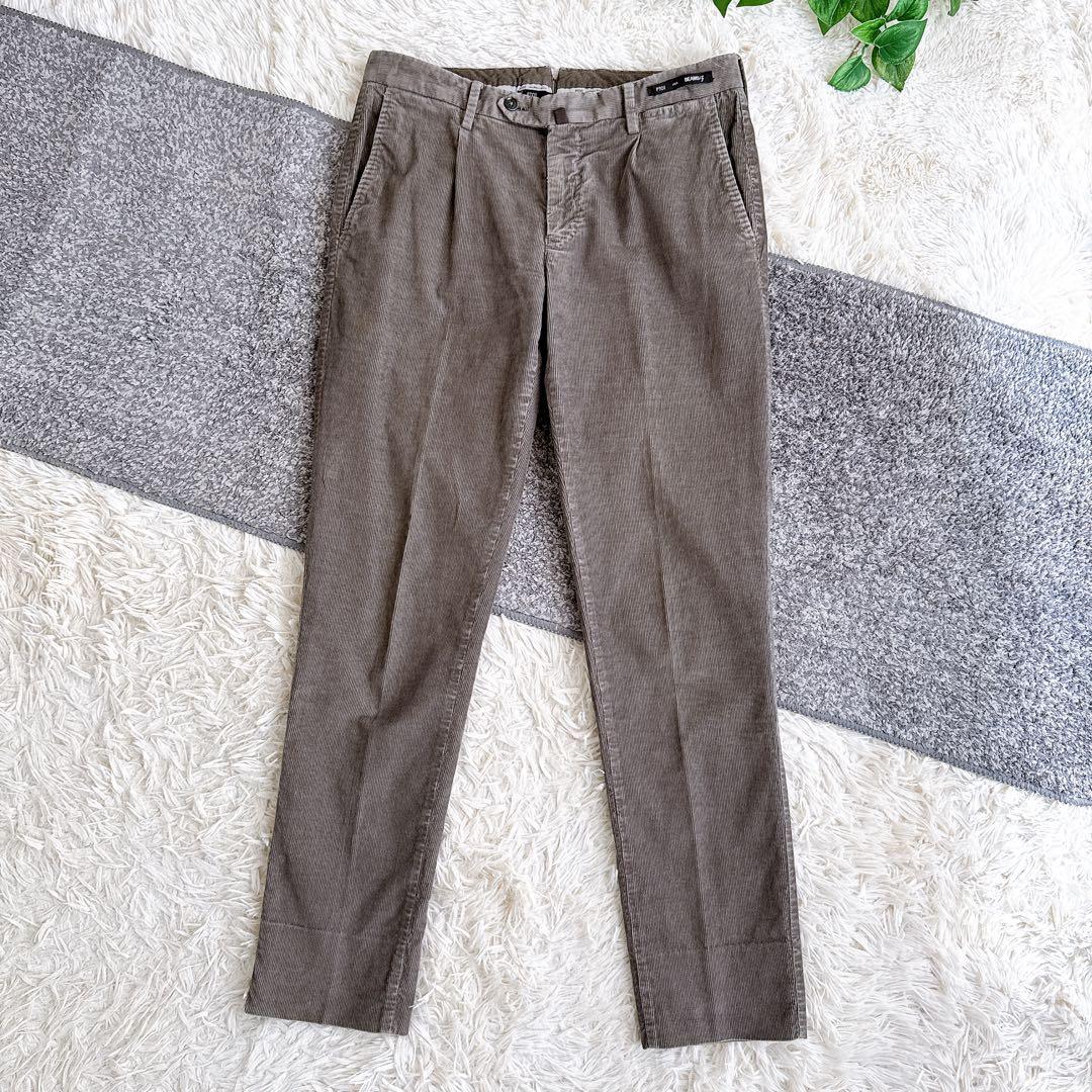 PT01 BEAMS F スリムフィット コーデュロイ　スラックス グレージュ