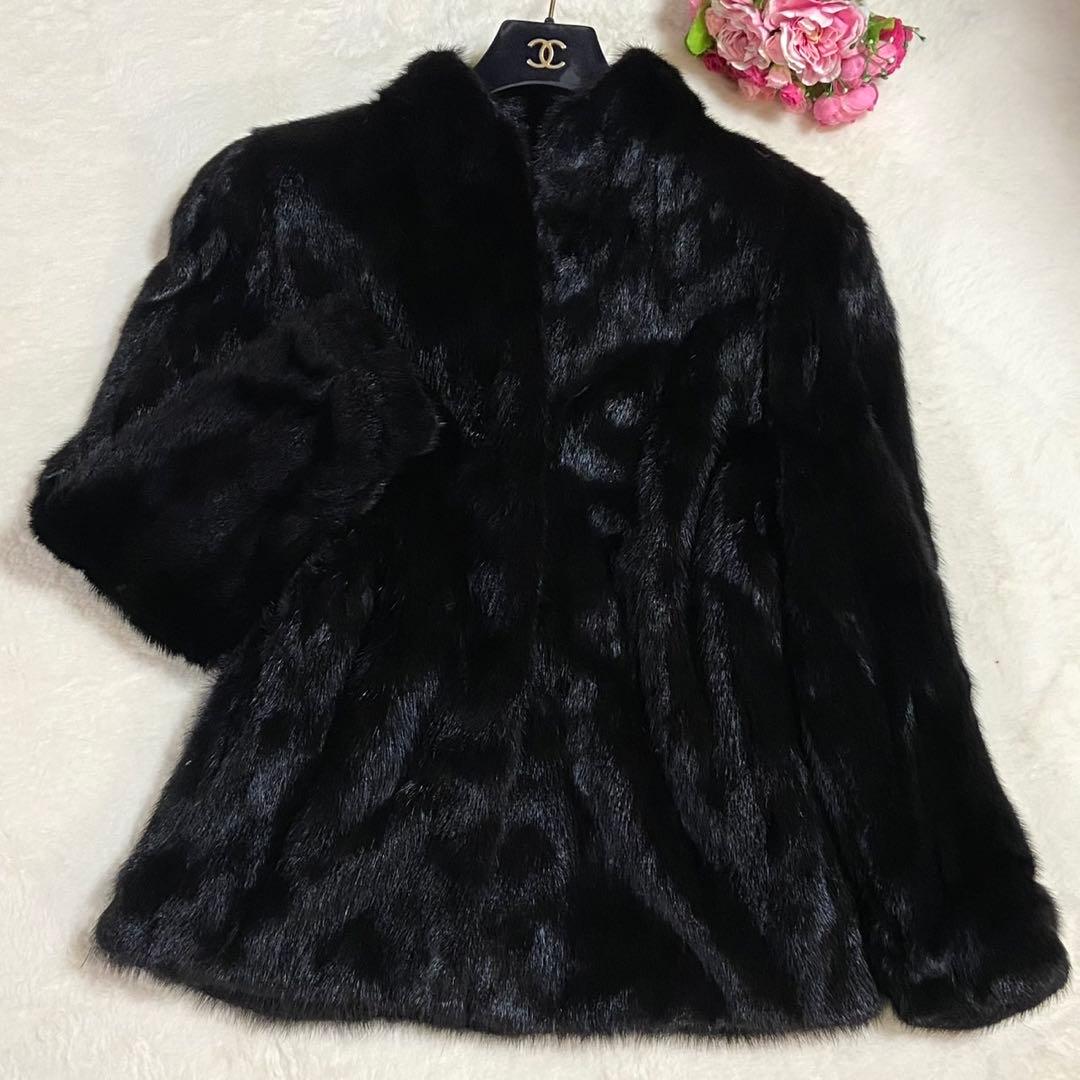 【美品】ミンク 本毛皮 コート ブラック 毛並み◎