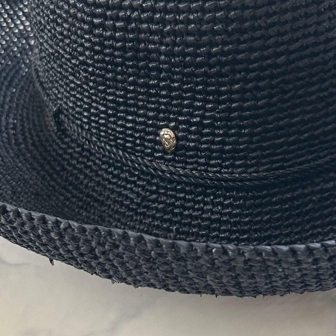 ヘレンカミンスキー 麦わら帽子 ブラック ラフィア つば約10cm