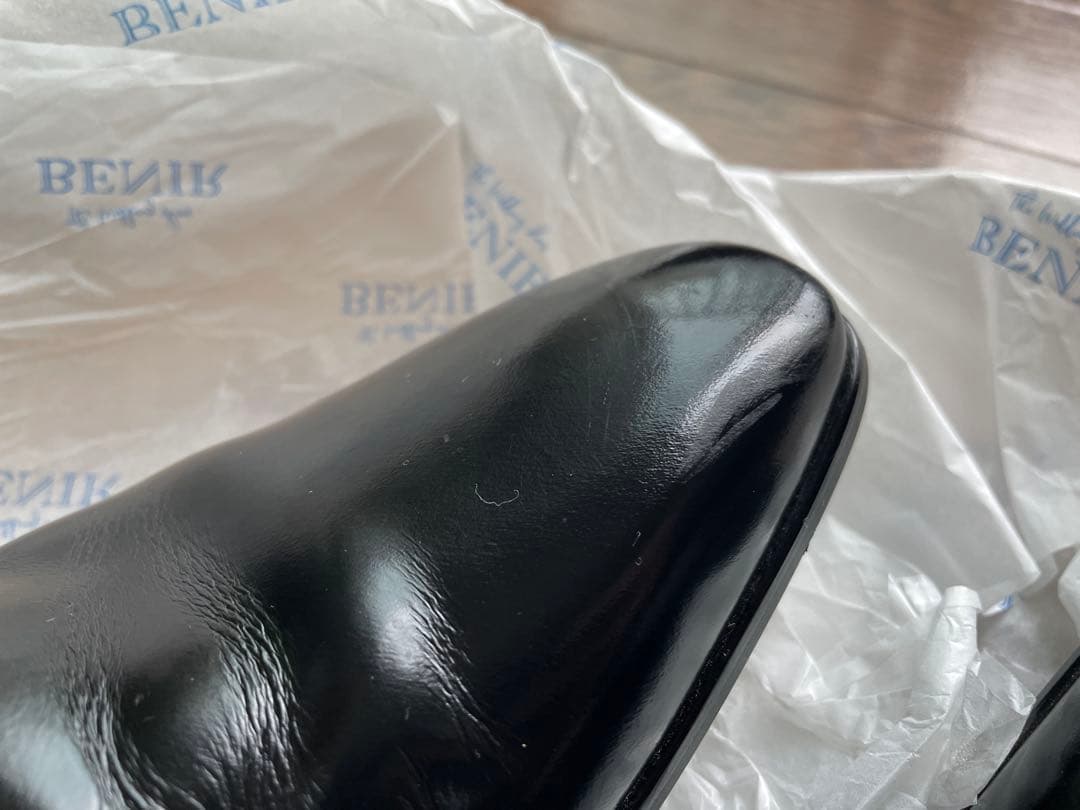 benir ブライダルシューズ 革靴 6cmアップ ウェディング 黒