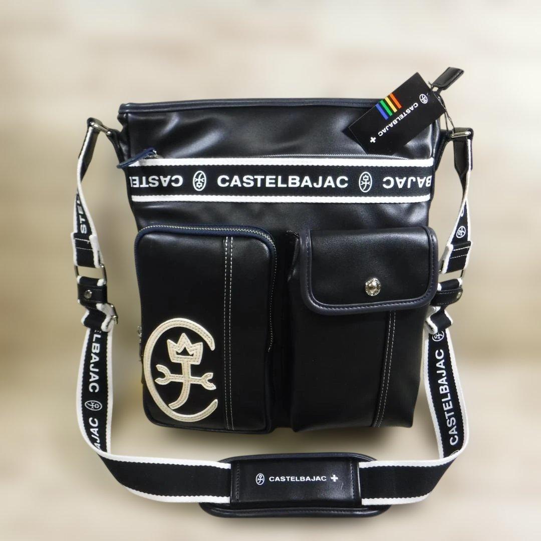 カステルバジャック 定価17600円 黒 レザーショルダーバッグ A4 ブラック