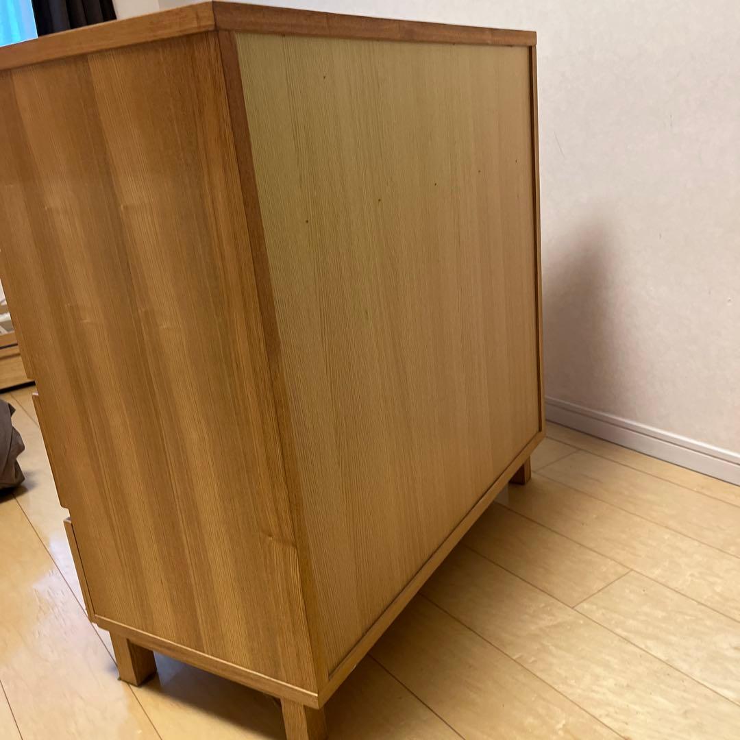 MUJI 天然木タモ材 4段チェスト W800