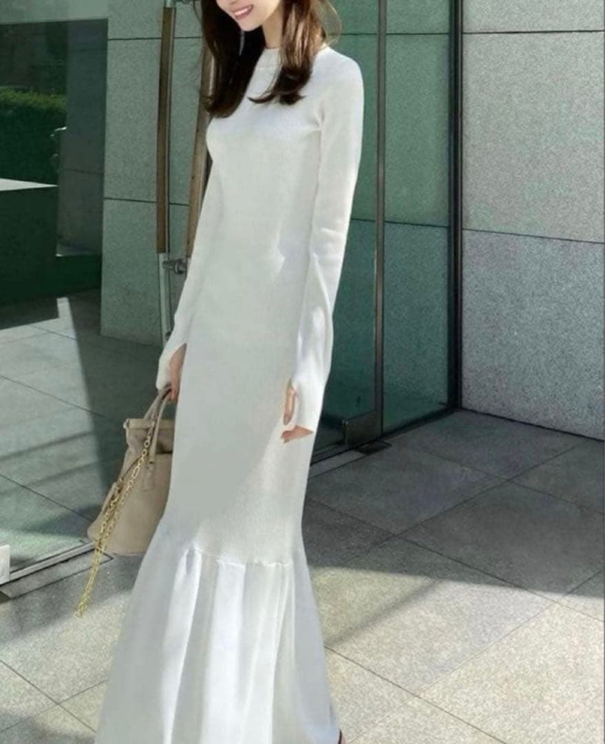 【美品】maison celon rib knit docking dress