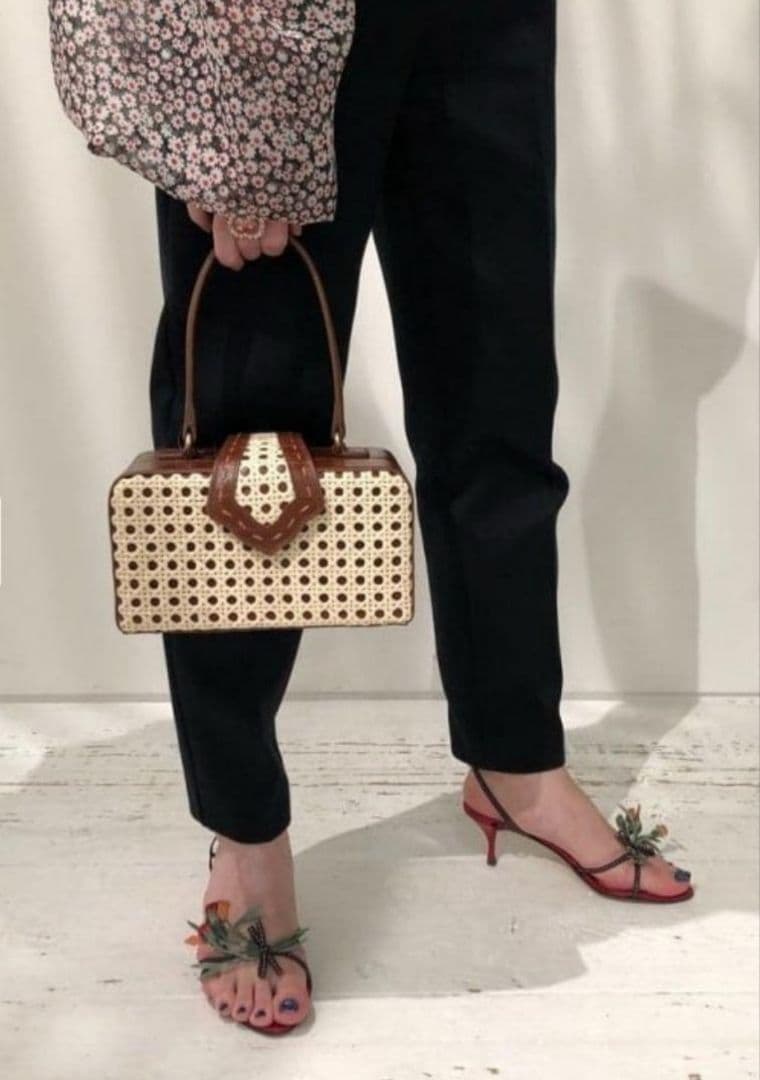 美品 ☆ MEHRY MU　メヘリームー　牛革&籐かごバッグ