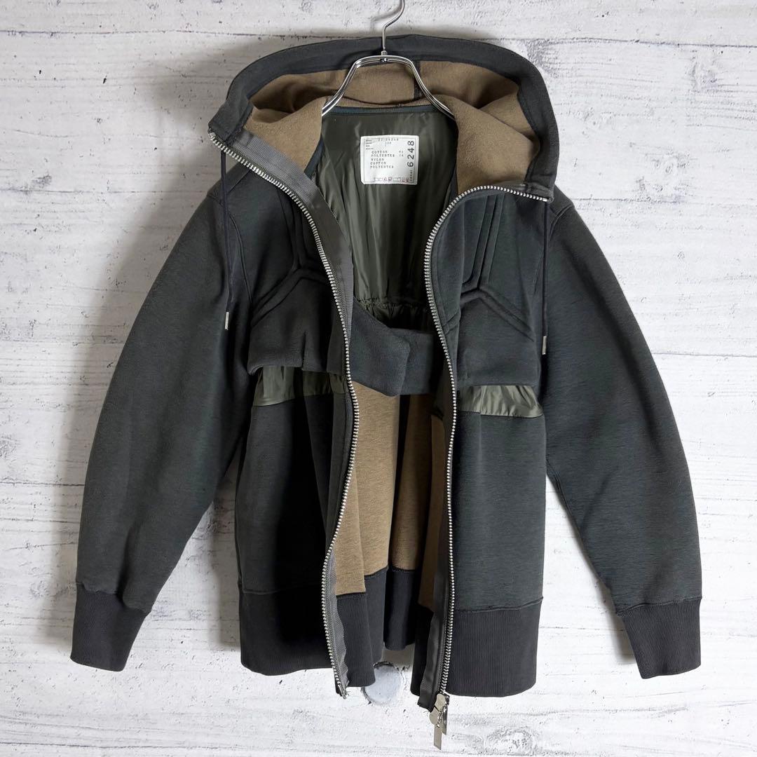 sacai スポンジスウェット パーカー ダブルジップ 1
