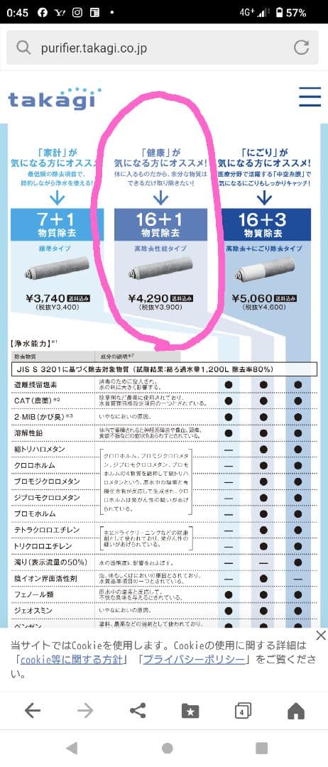 タカギみず工房浄水器用カートリッジJC0036UG 3個